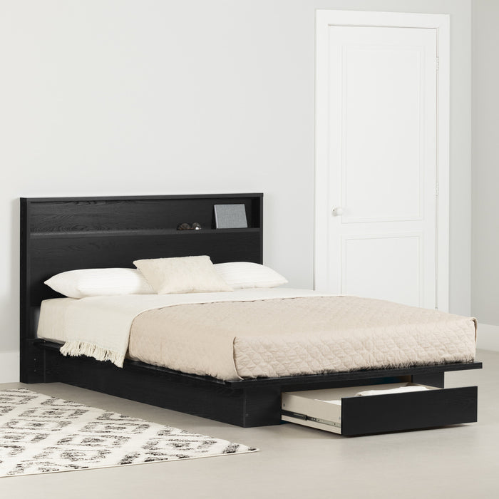 Primo Platform Bed And Headboard Set Black Oak - South Shore