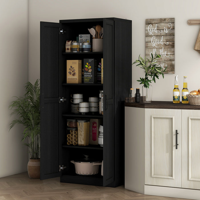HOMCOM 63\" Pantry Cabinet, Kitchen Storage Cabinet with Adjustable Shelves