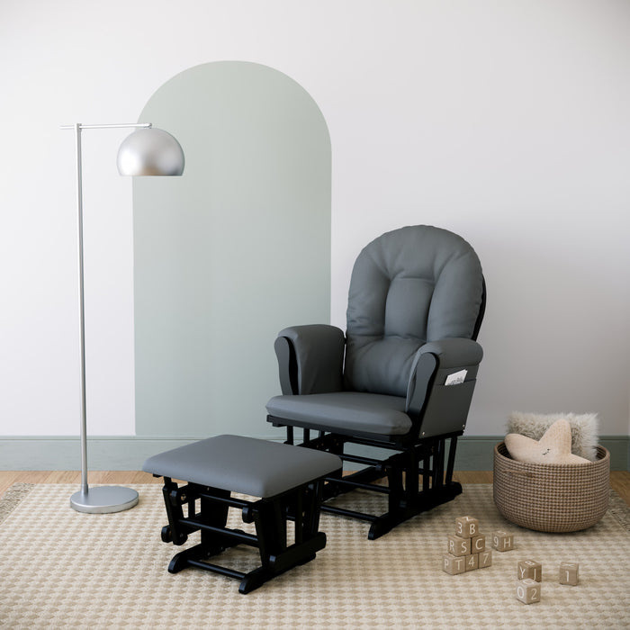 Storkcraft Hoop Glider and Ottoman - Black/Gray
