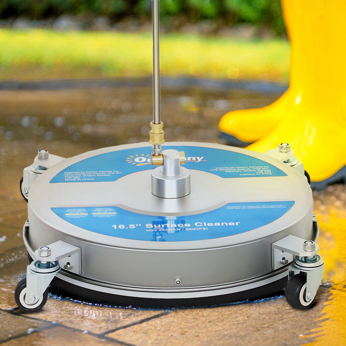 Outsunny 16\" Pressure Washer Surface Cleaner 3600 PSI with Stainless Steel Construction, 4 Wheels, 1/4\" Quick Connector, 2 Extension Wands, Power Washer Surface Cleaner, Silver