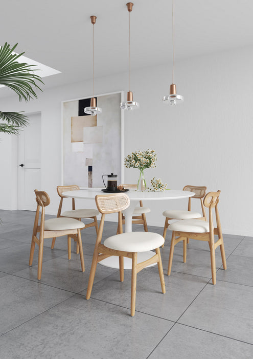 Colbert Industry Chic Cane Back Wood Upholstered Dining Chair in Natural - Set of 4