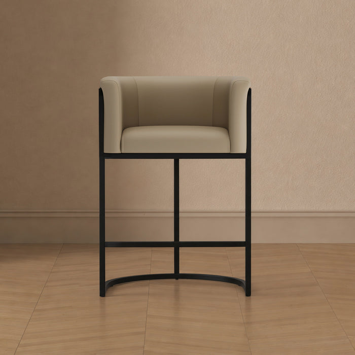 Cosmopolitan Mid-Century Modern Metal Upholstered Counter Stool in Greige