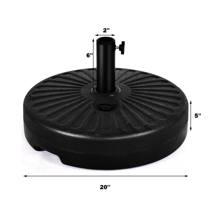 Costway 20'' Round 23L Water Filled Umbrella Base Stand Self-filled Patio Furniture