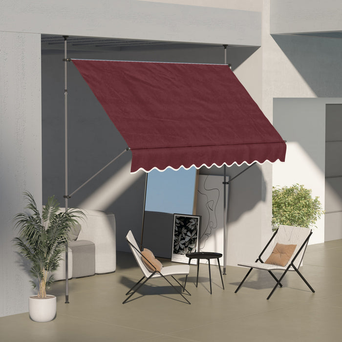 Outsunny 10' X 4' Retractable Awning, Freestanding & Non-screw, Wine Red