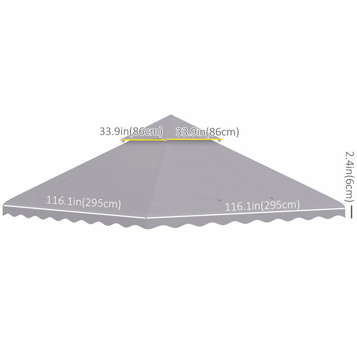 Outsunny 10' X 10' Gazebo Replacement Canopy Cover, 2-tier Gazebo Roof Replacement (top Only), Light Grey