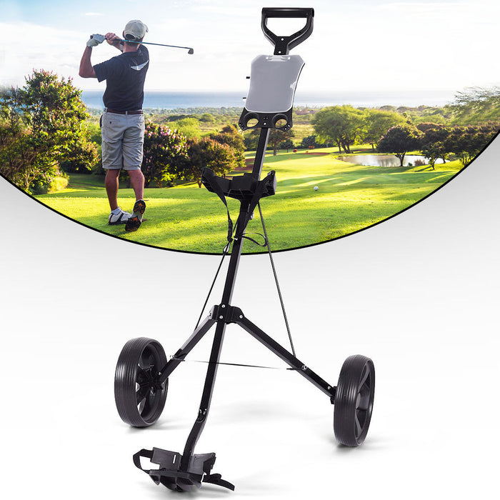 Costway Folding 2 Wheel Push Pull Golf Club Cart Trolley Swivel Scoreboard Lightweight