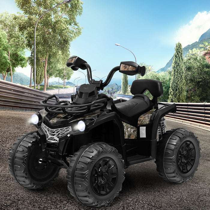 Costway 12v Kids Ride On Atv Electric 4-wheeler Quad 2 Speeds W/ Mp3 & Headlights Black