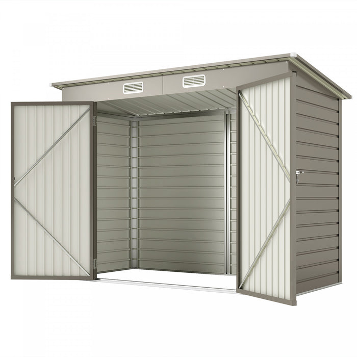 Outsunny 8 X 4ft Metal Garden Storage Shed With 2 Vents, Light Grey