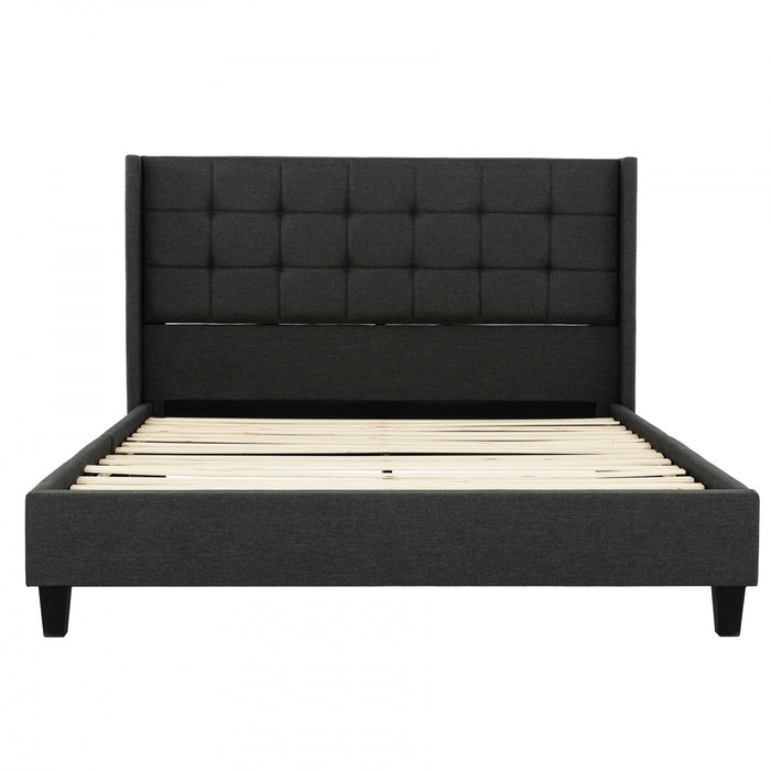 Wilder Grey Upholstered Wingback Platform Bed - Twin