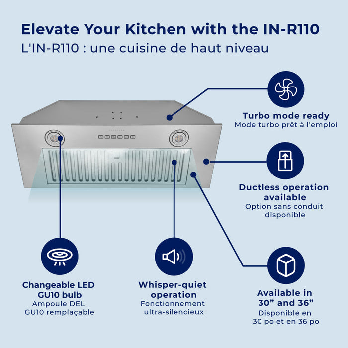 Hauslane IN-R110 36\" Smart In-Cabinet Range Hood