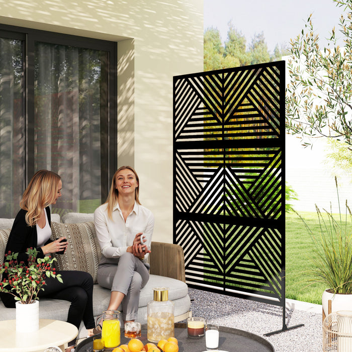 Outsunny Metal Outdoor Privacy Screen, Freestanding Outdoor Divider