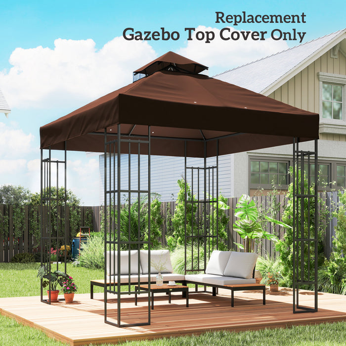 10' x 10' Double Tier Gazebo Replacement Canopy Cover, UPF30+, Coffee