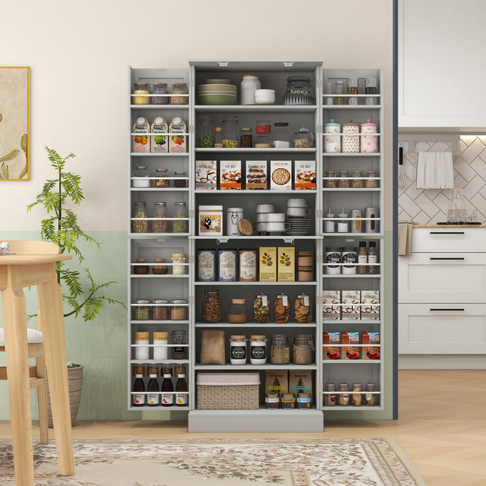 HOMCOM 65\" Kitchen Pantry Cabinet with Adjustable Shelves Spick Racks Grey