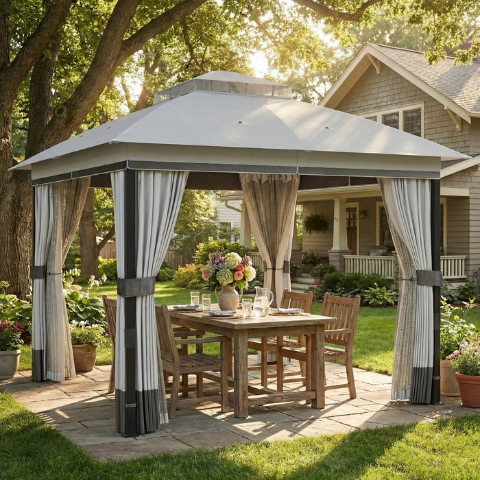 Outsunny 10' x 10' Patio Gazebo, UPF50+ Double Roof Outdoor Gazebo