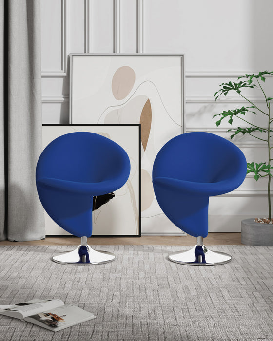 Curl Modern Wool Blend Swivel Lounge Chair in Blue - Set of 2