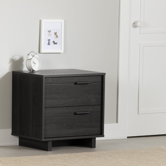Fynn 2-Drawer Nightstand - End Table with Storage Gray Oak - South Shore