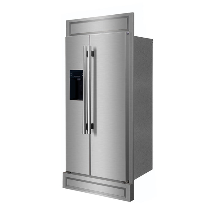 Forno Salerno 36-inch Side-by-Side Refrigerator in Stainless Steel with Grill, 20 cu.ft - FFRBI1844-40MG