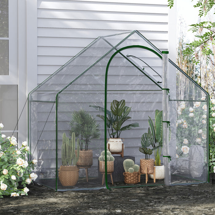 Outsunny 6'x3.3'x5.5' Walk-in Garden Greenhouse With Door And Top Window, Portable Mini Greenhouse For Plants Flowers Herbs, Outdoor Hot House Growing Tent With Steel Frame, Clear Pvc Cover