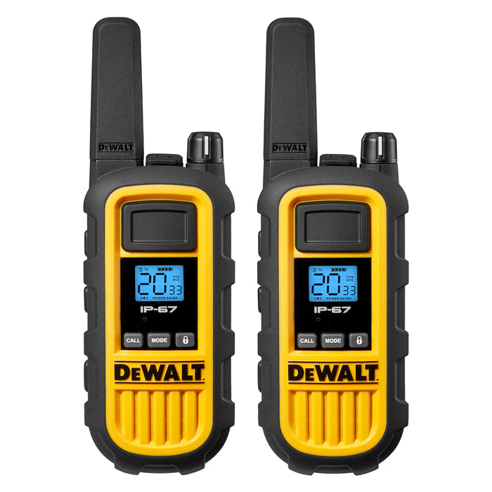 2 Dewalt DXFRS800 Work Site Walkie Talkies - 2 Watt, Heavy Duty, Long Range Indoor-Outdoor Two Way Radios + 22 Channel