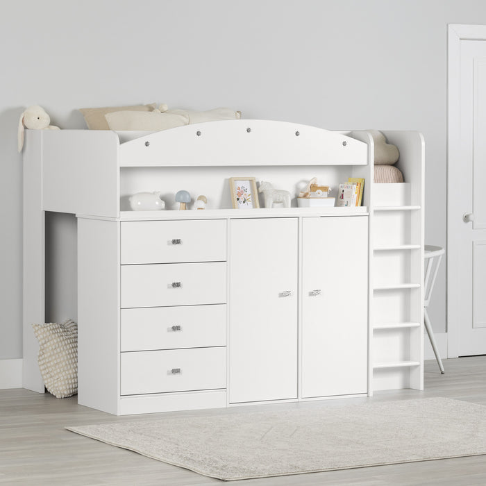 Tiara Loft Bed With Desk - Pure White 