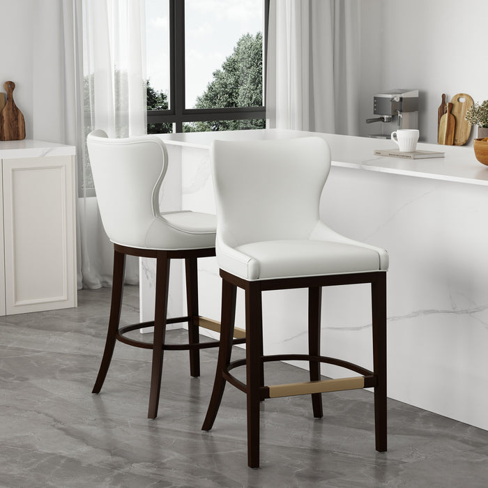 Blair Modern Wood Upholstered Barstool in White - Set of 2 Bar Stool