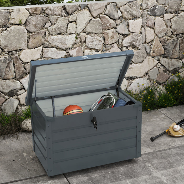 Outsunny Garden Storage Box, Deck Box with Lock for Tools, Cushions Grey