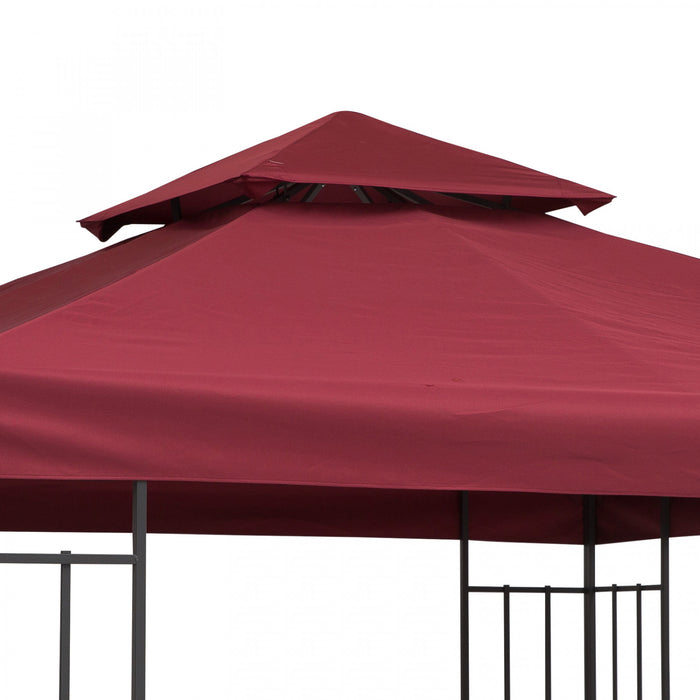 Outsunny 9.8' X 9.8' Square 2-tier Gazebo Replacement Canopy, Top Cover Outdoor Garden Sun Shade Shelter, Wine Red