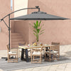 Costway 10FT Patio Offset Umbrella Sun Shade Solar Powered LED 360° Rotation Gray