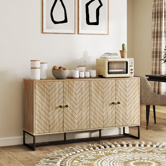 HOMCOM Sideboard Buffet Cabinet, Coffee Bar Cabinet, Oak