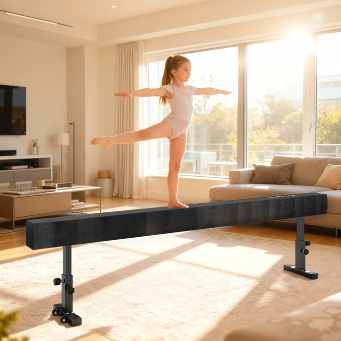 Soozier Adjustable Balance Beam Gymnastics Beam with Wheels for 6+ Years