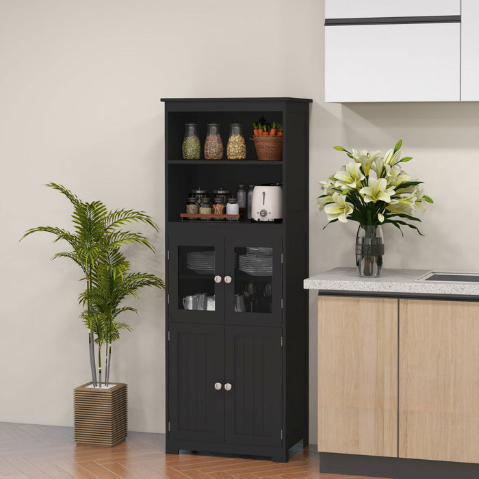 HOMCOM 63\" Buffet with Hutch, Storage Cabinet with Adjustable Shelf