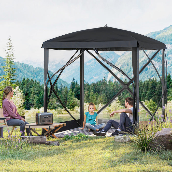 Outsunny Pop-up Screen House Gazebo Camping Instant Setup Tent, Black
