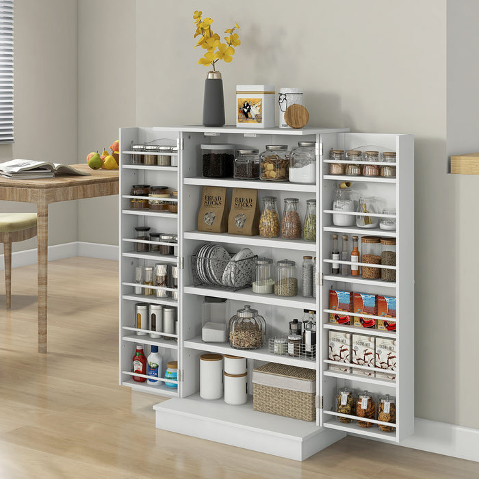 HOMCOM Kitchen Pantry Storage Cabinet w/ 5-tier Shelving White