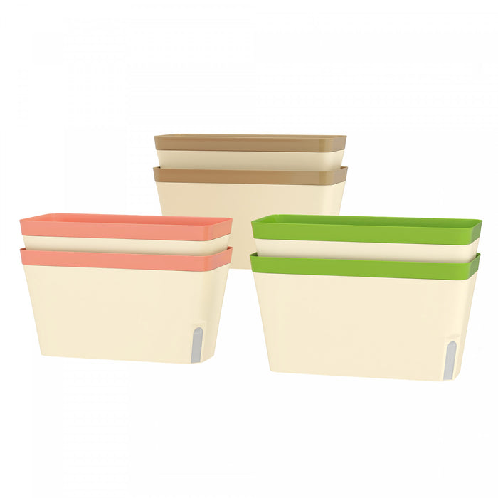 Outsunny 6 Pack Self Watering Planter Box, Outdoor Flower Pots for Herbs