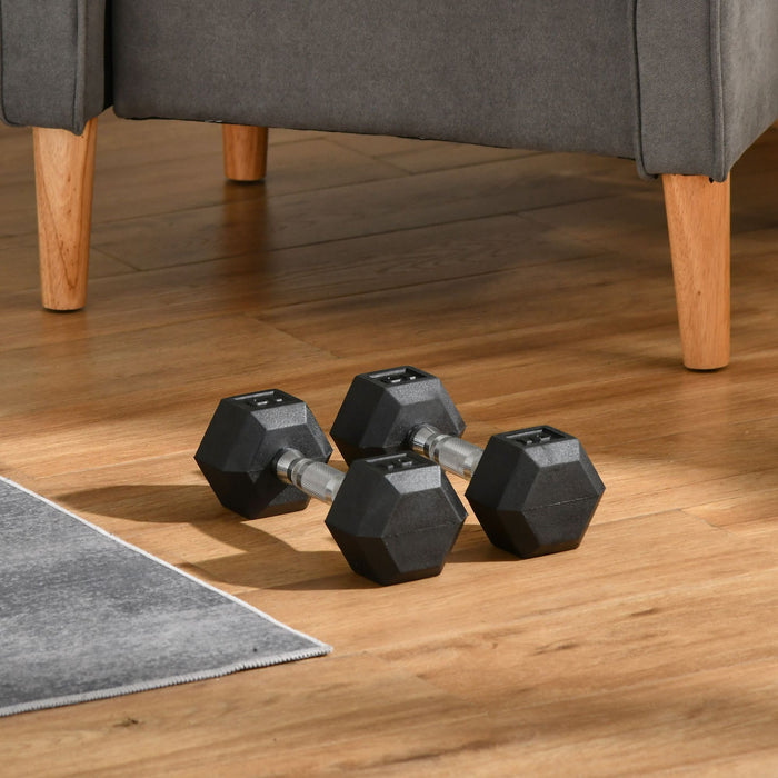 Soozier Total 20lbs(10lbs Each) Rubber Dumbbell Weight Set