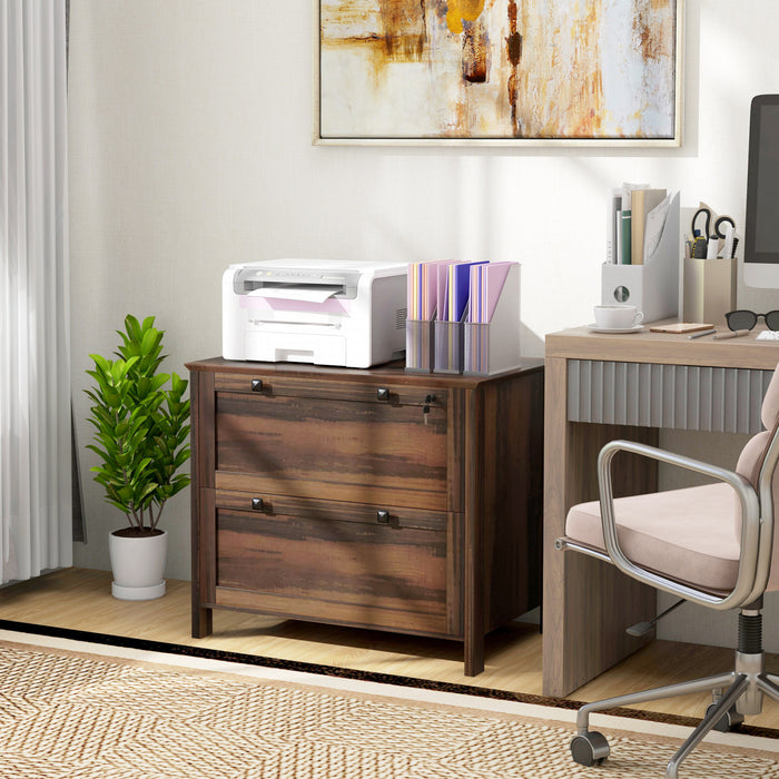 HOMCOM 2 Drawer Lateral File Cabinet for Letter, A4, Legal Size, Brown