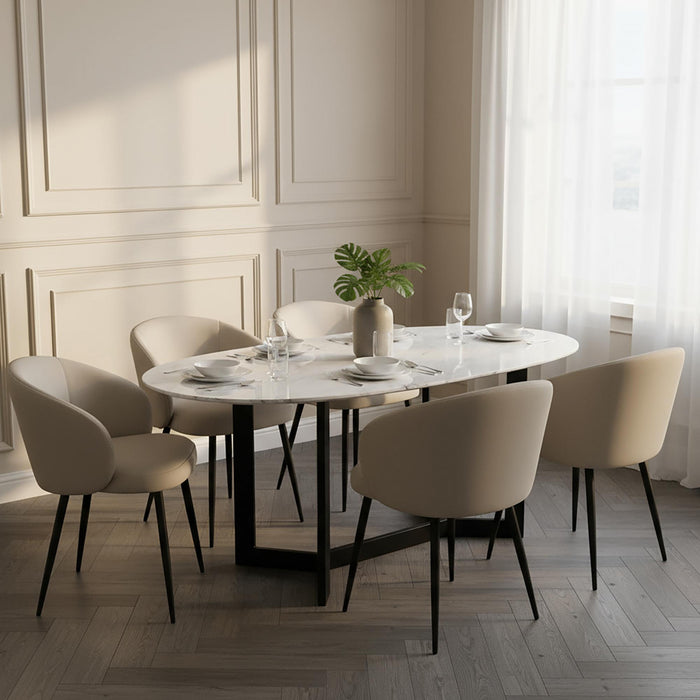 Looma Contemporary Modern Vegan Leather Metal Side Chair in Stone Gray - Set of 2