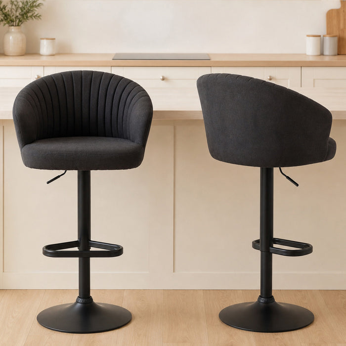 HOMCOM Adjustable Bar Stools Set of 2 with Swivel Seat, ‎Black