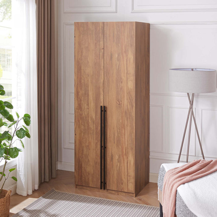 Lee Modern 32\" Wardrobe Closet in Golden Brown Armoire