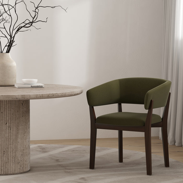 Blake Modern Wood Faux Mohair Armchair in Green