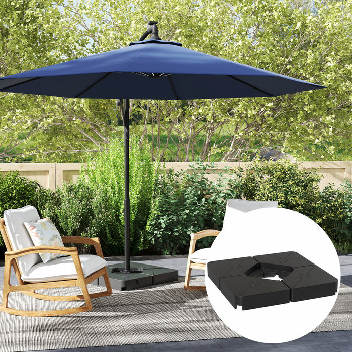 Outsunny Umbrella Weights for Cantilever Parasols, Set of 4 Parasol Base Weights, Black