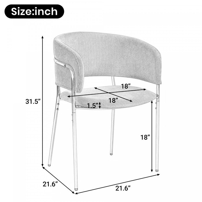 Ethan Set of 4 Modern Corduroy Upholstery Side Chair with Angled Legs and Adjustable Feet,Grey Dining Chair
