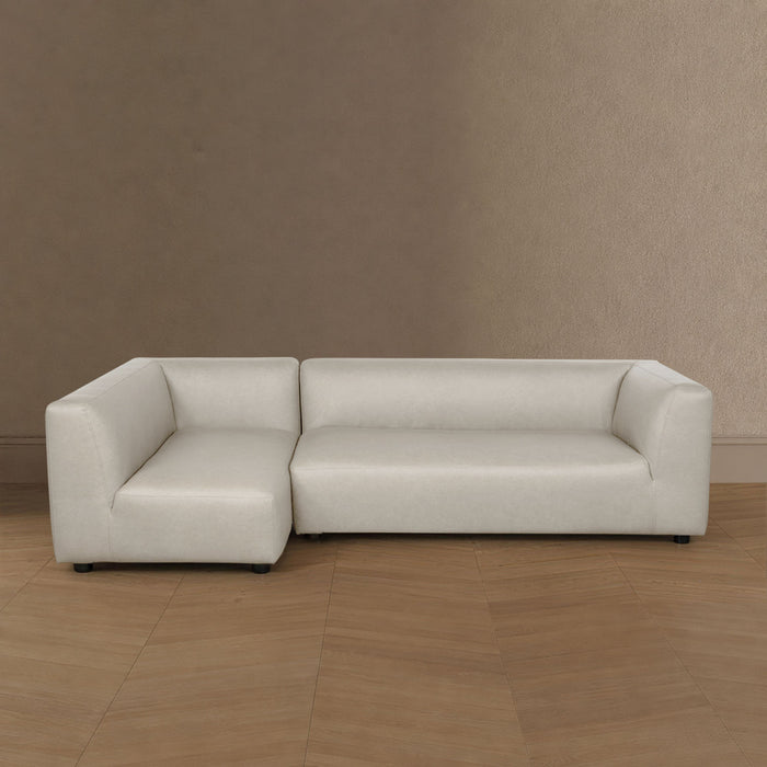 Lukas Contemporary Modern 118\" Left-Facing 2-Piece Sectional Sofa in Cream