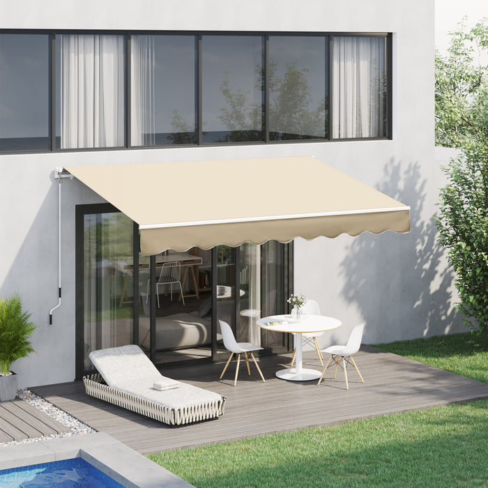 Outsunny 10' X 8' Manual Retractable Awning Shelter W/ Crank, Beige