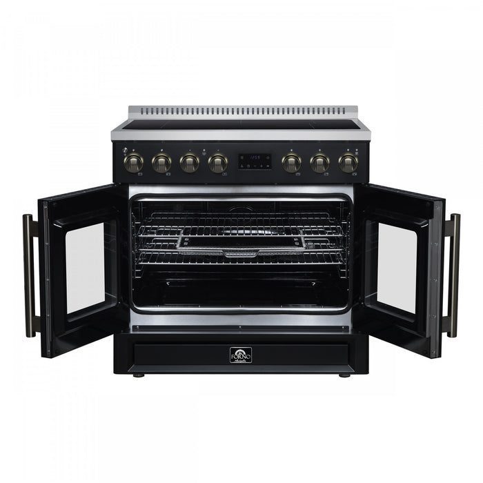 Forno Torino French Door 36 Inch Black Induction Range, 5.36 cu.ft. - FFSIN0950-36BLK Electric Range