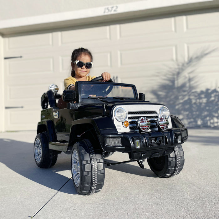 Aosom 12v Kids Electric Ride On Car Toy Truck With Remote Control 2 Speeds Lights Mp3 Lcd Power Indicator, Black