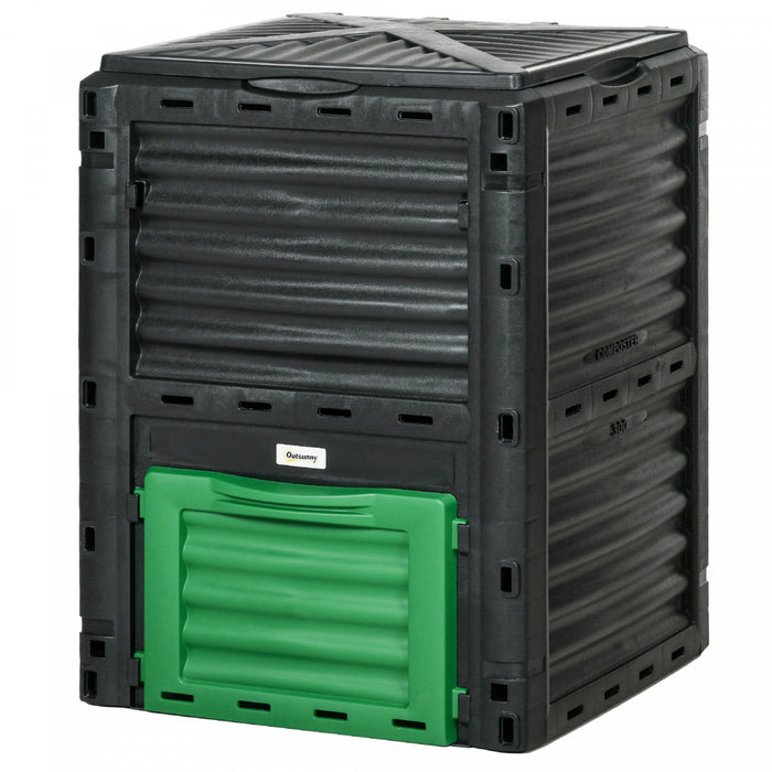 Outsunny Garden Compost Bin, 80 Gallon Outdoor Compost Container, Green