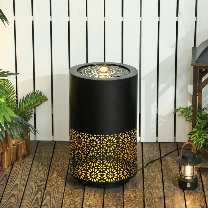 Outsunny Outdoor Water Fountain With Led Lights Garden Waterfall Fountain