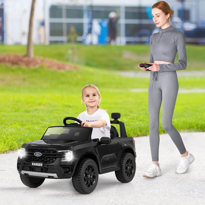 Costway 12v Licensed Ford Ranger Kids Ride On Car With Remote Control Storage Basket Black