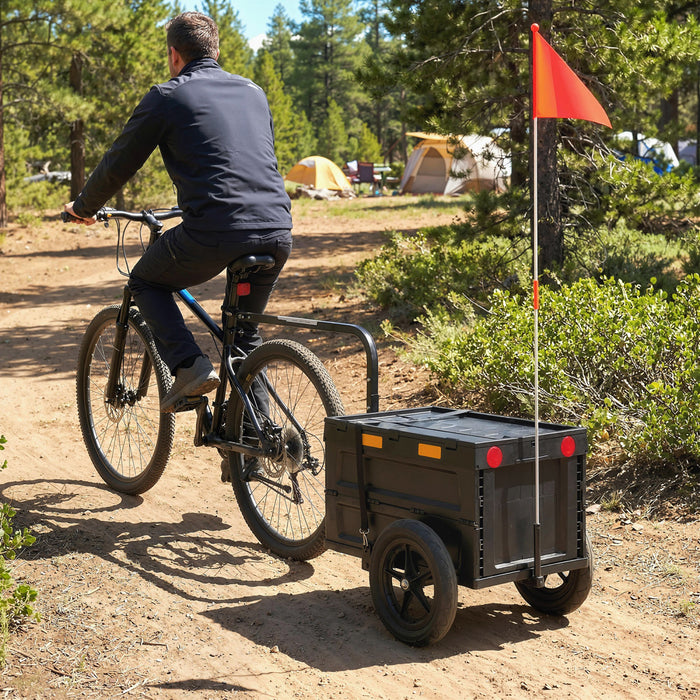 Soozier Bike Trailer, 17 Gal Bike Cargo Trailer with Foldable Storage Box